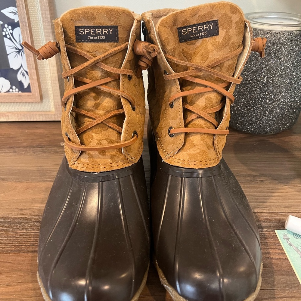 Sperry Brown and Black Duck Boots
